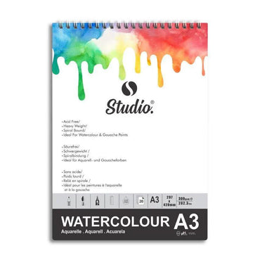Studio A3 Watercolour Pad For Artist 300 gsm The Stationers
